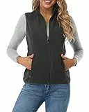 fuinloth Gilet Donna in Pile Smanicato Elegante Invernale Sportivo con Tasca Gilet Termico con Cerniera Senza Maniche Giacca Carbone M