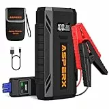 ASPERX Booster Avviamento Auto 1500A Avviatore Emergenza per Auto Portatile (Motori fino a 7,0L Ges o 5,5L Diesel)12V Jump Startercon Cavi di avviamento, Torcia a LED, Display LCD da 1,4 pollici