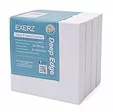 Exerz Tele intelaiate 4 Pezzi 20x20cm 3,8cm Spessore Bordo Profondo / 380GSM/ Prestirato 100% Cotone/Imprimitura/Triplo Innescato/Acido Libero/A Grana Media/Acrilici, Pittura ad Olio