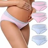 seryero Mutandine Premaman in Cotone, Confezione da 4 Mutandine per Donne Incinte, Elastico in Vita, Biancheria Intima Confortevole e Piacevole, Blu + Rosa, S, HFTAMB01147EU_GBL+GP_S
