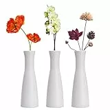 LINGMAI Vaso alto conico in plastica composita, vaso floreale decorativo piccolo bocciolo centrotavola decorazione per la casa, bouquet organizzato, tubi collegati (bianco)