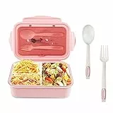 Relota porta pranzo con 3 Scomparti e Cucchiaio Forchetta 1400ml, lunch box Perdite Senza BPA, bento box Adatto a Microonde e Lavastoviglie, portavivande per Adulti Bambini Lavoro Scolastico, rosa