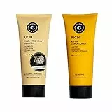 COCUNAT | Set Rich Capelli Secchi, Ricci, Crespi, Danneggiati o Colorati | Shampoo e Balsamo Naturale | Doppie Punte | Idrata | Senza Solfati | 200 ml, 200 ml