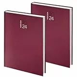2 Agenda 2024 Bordeaux Giornaliere Organizer 15x21 cm Per Appuntamenti Ufficio Casa e Lavoro Professionale - Copertina Rigida (2 Agende Bordeaux)