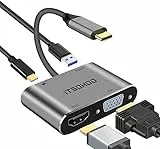 iTSOHOO Adattatore USB C a HDMI VGA, USB C HUB a 4K HDMI,1080P VGA,USB 3.0, Type C 87W PD,4 in 1 USB C Adattatore per MacBook Air/Pro M1,Dell XPS 13/15, Surface Go, Galaxy S20, Huawei ecc