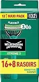 Wilkinson Sword - Xtreme 3 Sensitive - Rasoio Usa & Getta - Rasoio a 3 Lame Flessibili per Uomo - Rasatura per Pelli Sensibili - Confezione x16+8