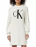 Calvin Klein Jeans Abito Maglione Allentato con intarsio CK Abiti, Ivory, M Donna