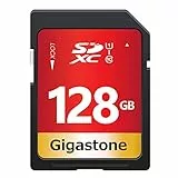 Gigastone Scheda SD 128 GB, Scheda di Memoria SDXC, Velocità di Lettura Fino a 80 MB/sec, Classe 10 U1 UHS-I, Specialmente per Fotocamere Videocamera Telecamera PC
