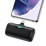 Feob Mini Power Bank USB C 5000mAh, 15W PD 3.0A Carica Rapida Caricabatterie Portatile Compatta e Carino Powerbank Batteria Esterna con LED Display per iPhone 15/15 Pro Samsung e altri Telefoni USB C