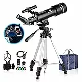 BNISE Telescopio a Rifrazione Portatile di 70 mm e Binocolo HD, con Ottica in Vetro Completamente Rivestito. Ideale per Bambini e Principianti, con Treppiede Regolabile e Filtro Lunare