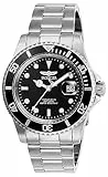 Invicta Pro Diver - Orologio da uomo in acciaio inossidabile con movimento al quarzo - 40 mm, Argento / Nero
