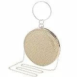 UBORSE Borsetta Tonda da Sera Donna Pochette Elegante Clutch Piccolo con Catena, Finitura Diamantata, Borsa a Tracolla per Cocktail Festa Ballo Cerimonia, Oro