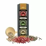 Tris Di Pepi, Set Con Tre Vasetti Di Pepe: Rosa, Verde E Bianco, Peso Tot. 105 Grammi