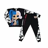 L.O.L. Surprise! Felpa per ragazze e pantaloni da jogging con LOL OMG Uptown, LOL Surprise Dolls | Abiti per bambini Tops saltatori e fondo tuta lunga | Abbigliamento per ragazze 9-10 Anni | Nero/Camo