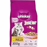 Whiskas Croccantini Junior 2-12 mesi con Pollo - Cibo secco per gattini, una Confezione da 300 g