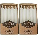 Cereria di Giorgio 407 Candele Steariche, Cera, Bianco, 1.8x1.8x15 cm, 10 unità (Confezione da 2)