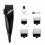 Aigostar MR. Black 32JVO - Tagliacapelli per adulti, Kit taglio capelli elettrico per adulti con 4 pettini, 15W, cavo lungo 1,65 m, nero.
