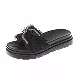 Ssrsgyp 2 Paia di Sandali E Ciabatte Beach Estate delle Donne Indossare Sandali Inferiori Spessi Piana di Modo Pistoni Inferiori (Color : Black, Size : 36)