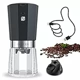 CIRCLE JOY Macinacaffè Elettrico con Macina Conica in Ceramica e Rugosità Regolabile, Macinacaffè Ricaricabile One Touch, Argento