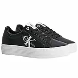 Calvin Klein Jeans Sneakers Vulcanizzate Donna Vulc Flatform Laceup Low Lth Zeppa, Nero (Black), 38 EU