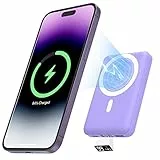 Power Bank Magnetico, Podoru 10000mAh Caricatore Portatile Powerbank Mag-Safe PD22.5WRicarica Rapida Caricabatterie Wireless con Display LED Batteria Esterna per iPhone 15/14/13/12/Mini Pro/Max-Viola
