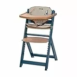 Safety 1st Timba con Cuscino, Seggiolone Pappa in Legno di Faggio con Imbottitura e Vassoio, Evolutivo Regolabile in Altezza, per Bambini dai 6 Mesi Fino a 10 Anni, Petrol Blue