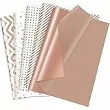 Larcenciel 50 fogli di carta velina, 50 x 70 cm, in oro rosa, per sacchetti regalo e confezioni regalo, carta da regalo metallica, per compleanni, matrimoni, Natale, festività