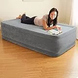 Intex 64412 Materasso Classic Comfort Plush Elevated Dura Beam, Tecnologia Fiber Tech Singolo 715, Tinta Unita, Colore Grigio, 99 x 191 x 46 cm