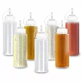 Matana 8 (Grande 500 ml) Flacone Dosatore con Tappi| Trasparente Bottiglia Squeeze di Oliera Plastica, Dispenser Contenitore Olio Salsa Condimento Ketchup Maionese| a Prova di Perdite e Senza BPA