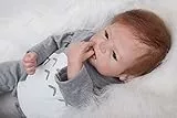 ZIYIUI 55 cm Bambola Reborn Maschio Realistica Bambino Bambole Reborn Ragazzo Silicone Bambolotti Vestiti Grigi 22 Pollici Giocattoli per Bambini