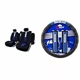 Sparco Spc1011 Set Di Coprisedili Auto, Classic Nero/Blu, Set Di 9 & Spc1111Kaz Copri Volante E Cuscini, Blu, Taglia Unica