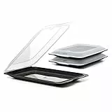 TATAY Set di 3 unità di Contenitori per affettati Fresh , Senza BPA, Riutilizzabile, Impilabile, Lavabile in Lavastoviglie e Adatto al Microonde, Nero. Dimensione 17 x 3,2 x 25,2cm