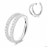 Milacolato 16G Septum Clicker Anelli da Naso 316L Acciaio Chirurgico Cerchio da Naso Doppio Aperto Impilato Helix Rook Conch Cartilagine Daith Tragus Orecchini Conch Piercing Jewelry