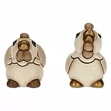 THUN, Set Gallo e Gallina in Ceramica Decorata a Mano, Linea Presepe Classico, Decorazioni Natale Casa, Gallo 3.2x2.4x3.5; Gallina 3x2.4x3 cm h