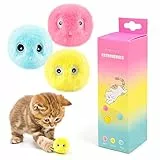 Wisdom1674 Palla Giocattolo per Gatti, 3 Pezzi Palline per Gatti di Peluche Giochi per Gatti Interattivi, Pallina Gatto con Suono, Può Aggiungere Erba Gatta, per Giochi Gatto, Masticano, Inseguono