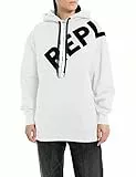 REPLAY W3100A Felpa con Cappuccio, 001 Bianco, L Donna