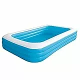 Jilong Fun Piscina Gonfiabile Rettangolare 3 Anelli, Blu, 305 x 183 x 56 cm