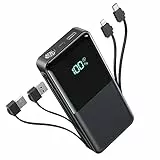 Snomh Power Bank Portatili con Cavo Integrato, 20000mAh Powerbank Ricarica Rapida Caricatore Portatile USB C Batteria Esterna con Display Digitale LED e Torcia LED, Compatibile con All cellulari