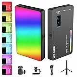 Luce video LED, RGB mini Faretto Led dimmerabile 2500-9000K Temperatura di Colore con Batteria Integrata da 3100 mAh, Luci Video illuminazione Pannello per videocamere DSLR Fotografia