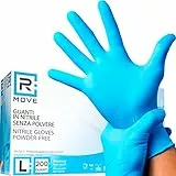 200 guanti in Nitrile L Blu senza polvere, senza lattice, ipoallergenici, guanti per Estetisti, Tatuatori, Ambiti Medici, Manipolazione degli Alimenti guanti monouso