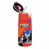 Borraccia SONIC COME AND GET ME, Blu Rosso - Borraccia per Bambini con Cannuccia 460 ML - Borraccia Asilo, Scuola Elementare - Acciaio Inox Interno Esterno, Mantenimento Temperatura fino a 24h