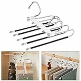 Grucce Pantaloni, 2PCS Appendiabiti Salvaspazio Bianca, Pendiabiti di Deformazione Multifunzionale , Telescopico, Gruccette in Acciaio Inox, per Pantaloni, Appendiabiti, Sciarpe, Jeans, Asciugamani