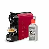 Bialetti Gioia, Macchina da Caffè Espresso per Capsule in Alluminio sistema Caffè d'Italia, Supercompatta, Rosso + Decalcificante, Accessorio macchina del caffè