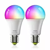 GRIFEMA GD1003-2, 2 lampadine intelligenti WIFI-Bluetooth, lampadine RGB a colori, regolazione della luminosità 2700K-6500K, interfaccia E27, telecomando del cellulare o controllo vocale