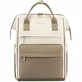 LOVEVOOK Zaino Porta PC Donna, 15,6 Pollici Impermeabile Computer Backpack Antifurto con Porta USB e Scomparto per Laptop per Scuola Università Viaggi Lavoro Aereo Ufficio, Cachi Beige