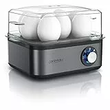 Arendo - Cuociuova in Acciaio Inox da 1 a 8 Uova - Fornello per Uova – Cuoci Uova da 500 W - Tre Gradi di durezza alla Coque, barzotto, sodo - Lavabile in lavastoviglie