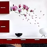 WALPLUS Tema floreale Adesivi murali Decorativi Regali per ragazze Staccare e attaccare rimovibile Decorazione Facile da usare Adhesivo mural con flor de magnolia roja 35 pieces Multicolore
