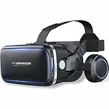 FIYAPOO Occhiali VR con cuffie, per la realtà virtuale, 3D, VR, per videogame da 4,7 – 6,53 pollici, Android/iOS Smart Phones HD, luce blu, per bambini, adulti, occhiali per realtà virtuale (nero)