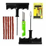 Kit Riparazione Pneumatici Auto | 2 Strumenti Professionali, 5 Strisce di Riparazione e 1 Lama | Kit Riparazione Pneumatici Moto, Quad, Auto 4x4 | Ripara Gomme Auto | Kit Gonfiaggio Pneumatici Auto