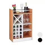 Relaxdays Weinregal Cantinetta con Porta Calici, per 22 Bottiglie, da Terra, per Vino e Prosecco HxLxP: 96 x 63 x 35 cm, Marrone, Truciolato